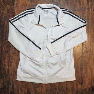 Adidas White Track Jacket with Black Stripes